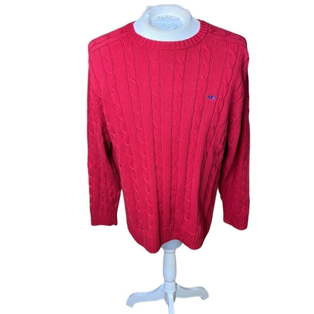 Vintage Coulors by Alexander Julian Red Cable Knit Sweater Men’s Size Large